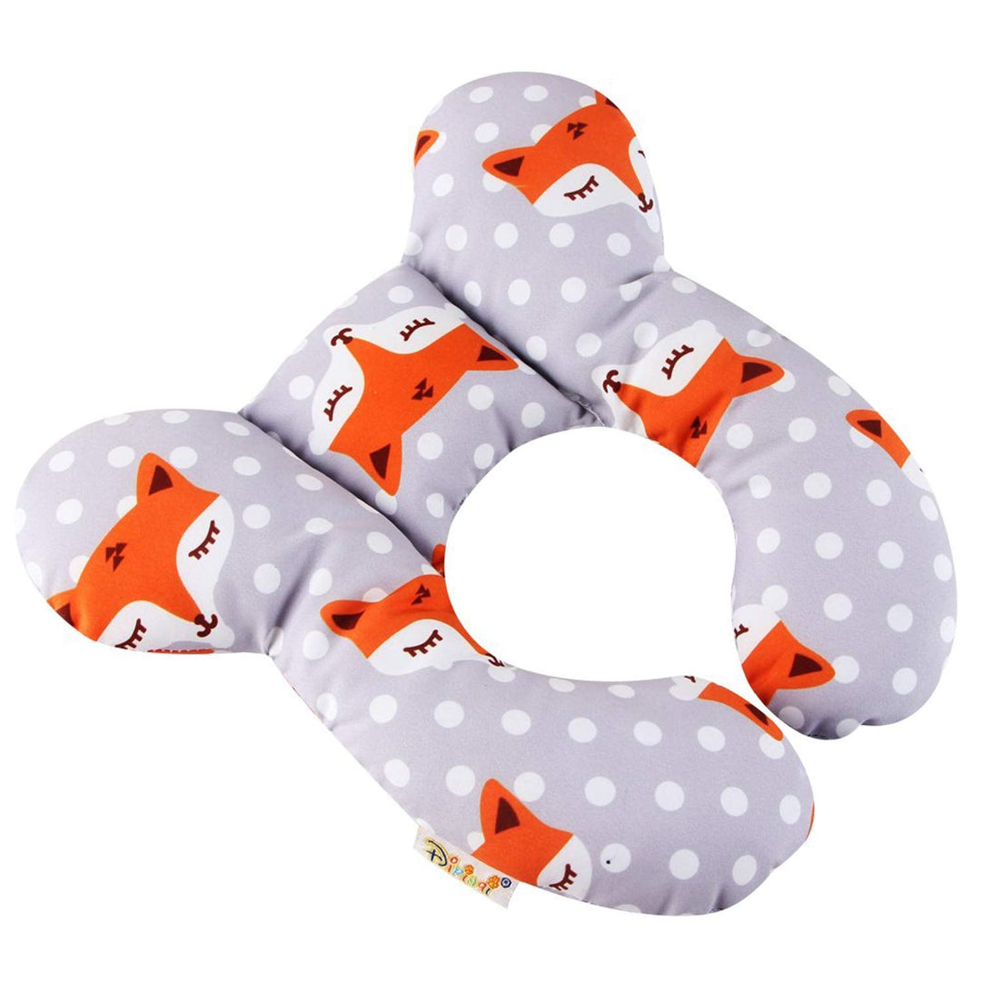 Soft infant pillow with a neutral color, specifically designed to prevent flat head syndrome, ideal for newborns.