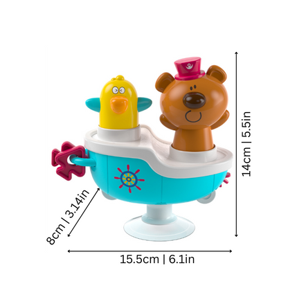 Toddler interactive wobble boat toy with engaging sounds and lights for educational and fun play.