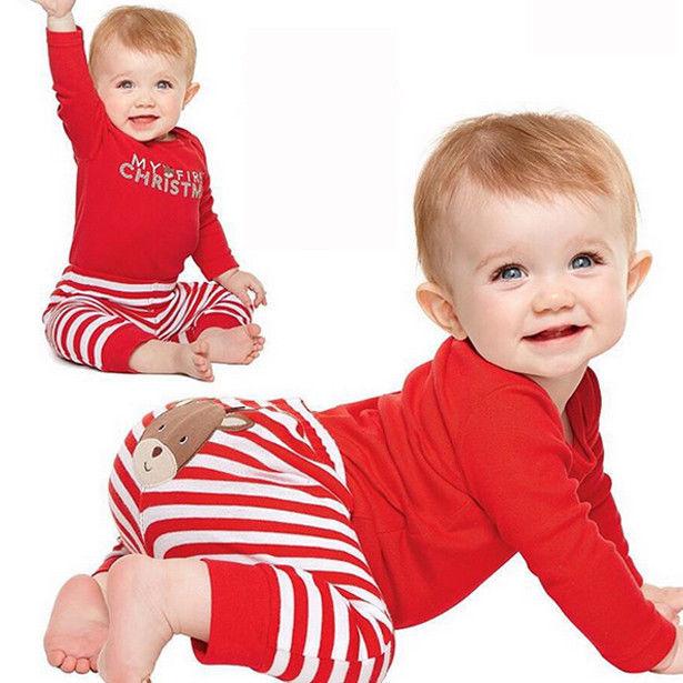 Soft cotton unisex baby Christmas romper and pants set featuring a charming reindeer design, baby gift.