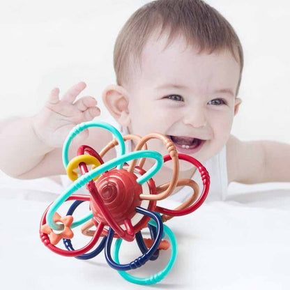Unisex infant sensory grasping teether ball toy, colorful plastic, BPA-free, for newborns