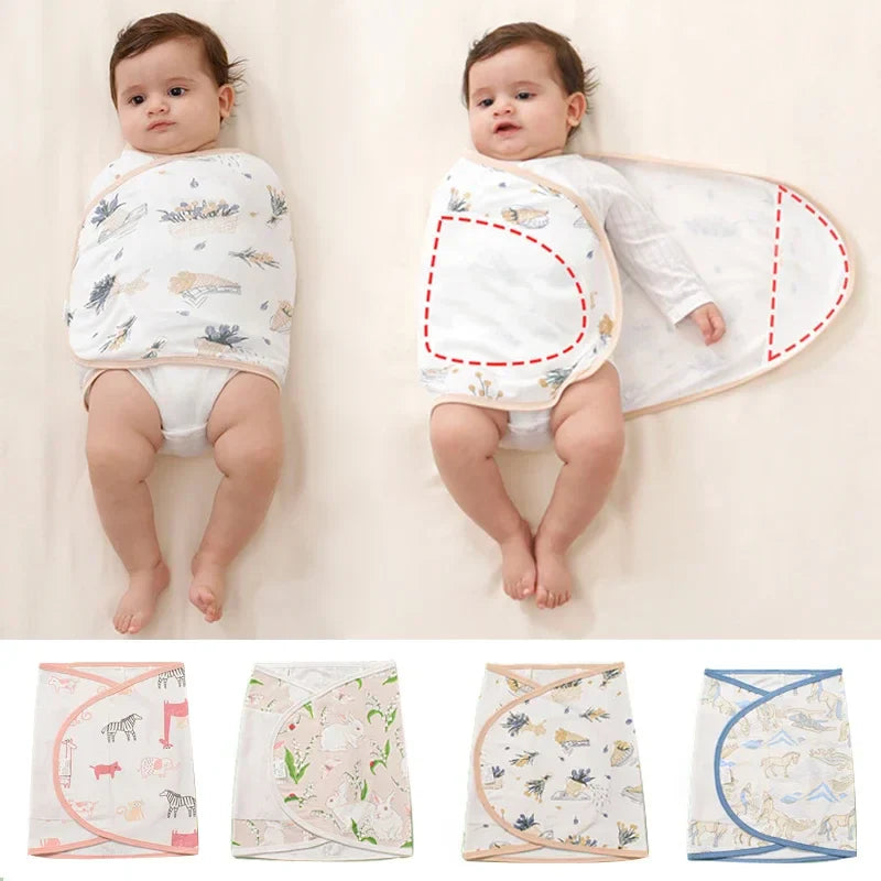 Unisex infant wrap with grey and white stars, soft cotton baby swaddle for belly protection & sleep