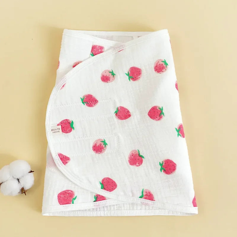 Cotton baby swaddle in a striped pattern, comforting newborn blanket for belly protection & sleep