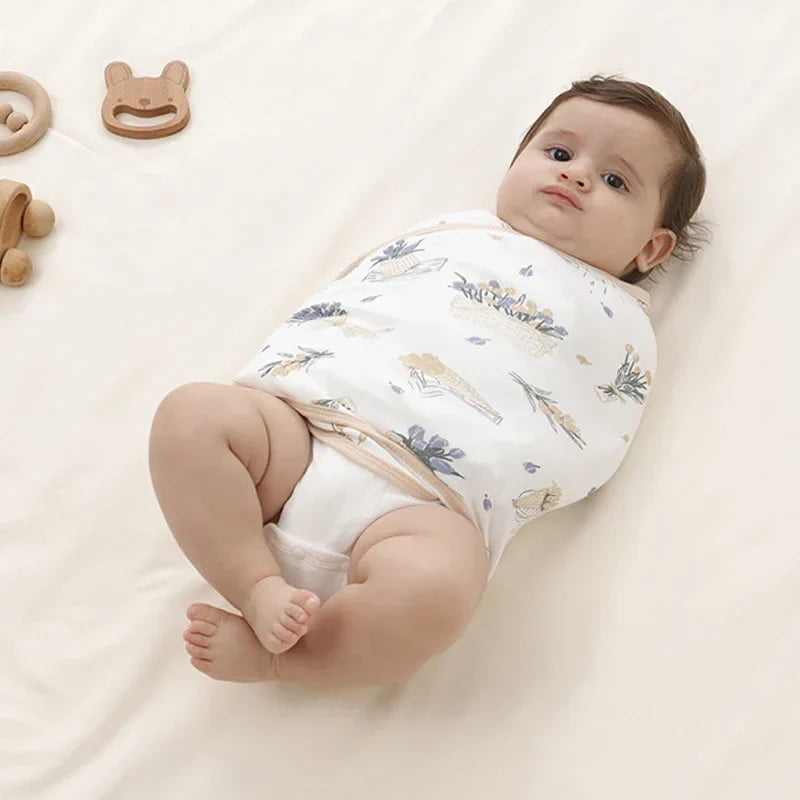 Soft cotton baby swaddle in a gender-neutral yellow, perfect infant wrap for comfort & protection
