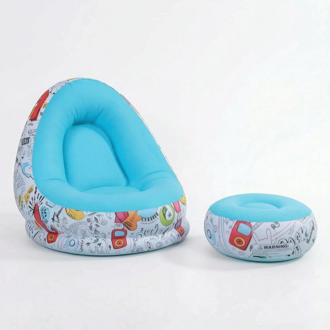 Enjoy sunbathing or reading on this inflatable lounge chair with ottoman; quick setup for any outdoor area.
