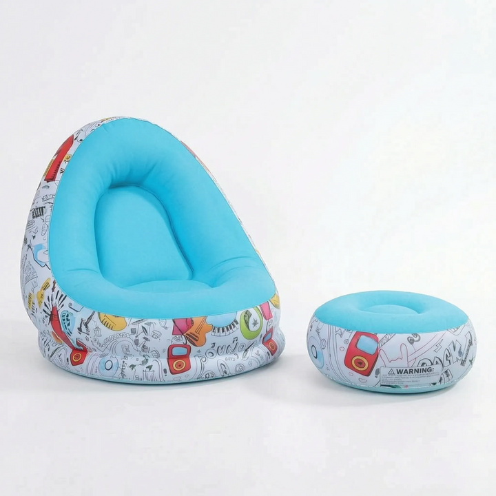 Enjoy sunbathing or reading on this inflatable lounge chair with ottoman; quick setup for any outdoor area.