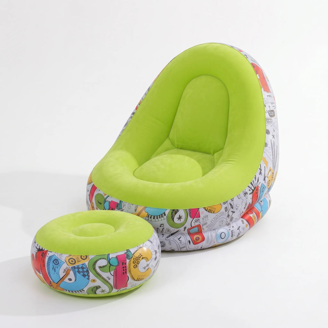 Relax in style with this unisex inflatable lounge chair & ottoman, perfect for adults seeking portable comfort.