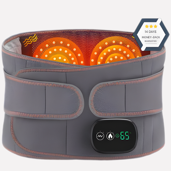 Unisex infrared heating waist massage belt for targeted back & waist pain relief. Portable heat & vibration therapy.