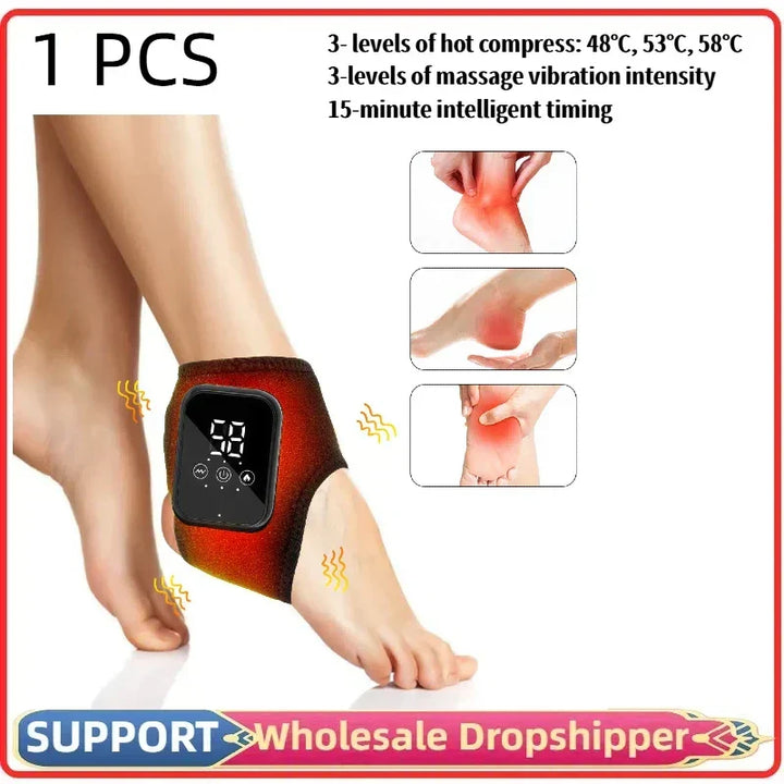 Full-spectrum infrared heat and vibration for wrist and ankle muscle recovery.