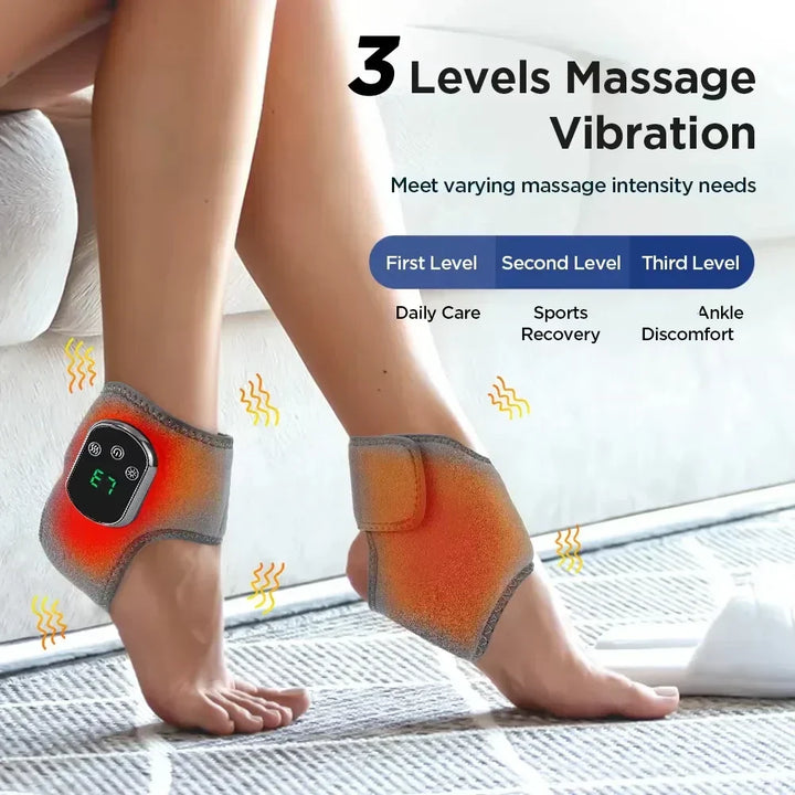 Ankle pain relief massager featuring infrared heat and soothing vibration therapy.