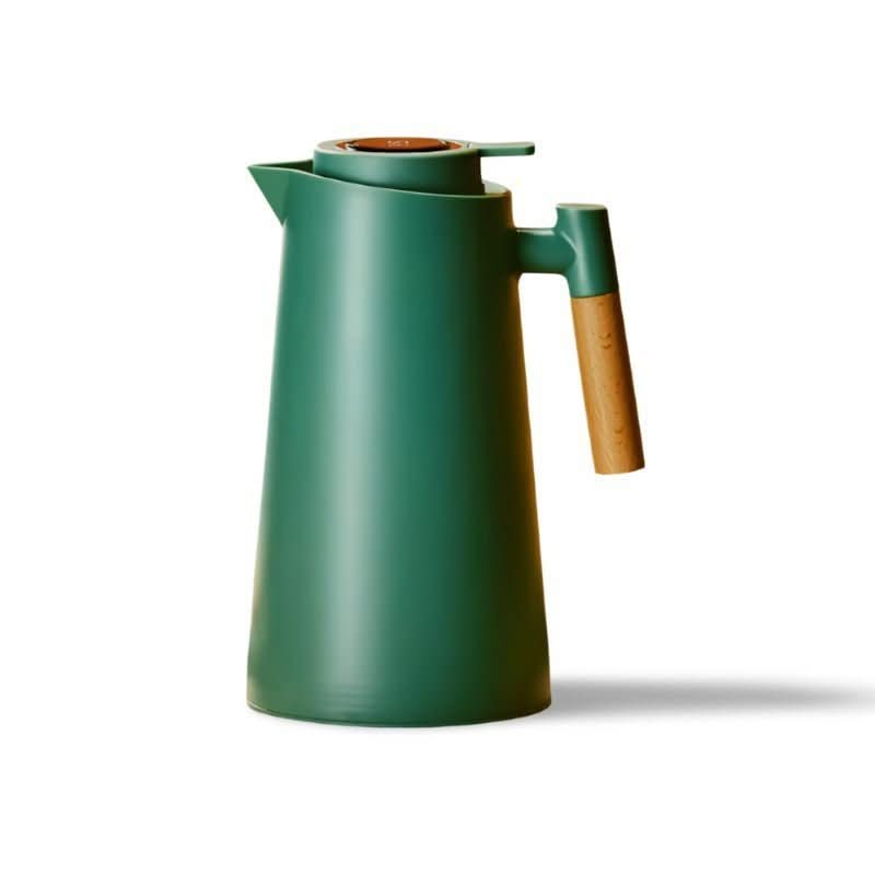 Unisex insulated flask, smart temp display. Easy-grip wood handle. Enjoy hot coffee or cold juice anytime, anywhere.