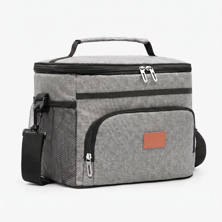 Insulated cooler bag keeps lunch & snacks fresh. Durable food carrier for outdoor activities, camping, and picnics.