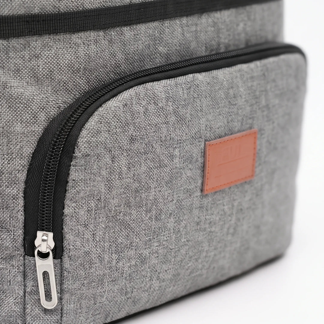 Unisex cooler bag ready for a picnic. Insulated lunch box keeps drinks & snacks cold for outdoor adventures & travel.