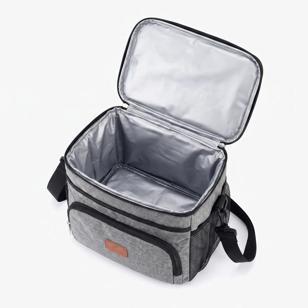 Spacious unisex insulated cooler bag for lunches, drinks & snacks. Perfect food carrier for travel, camping & work.