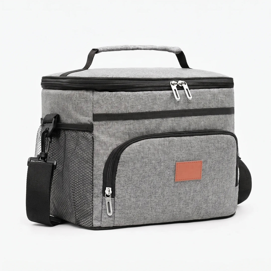 Portable unisex insulated cooler bag with sturdy handle. Keeps lunch & snacks cold for hiking, camping, and daily use.