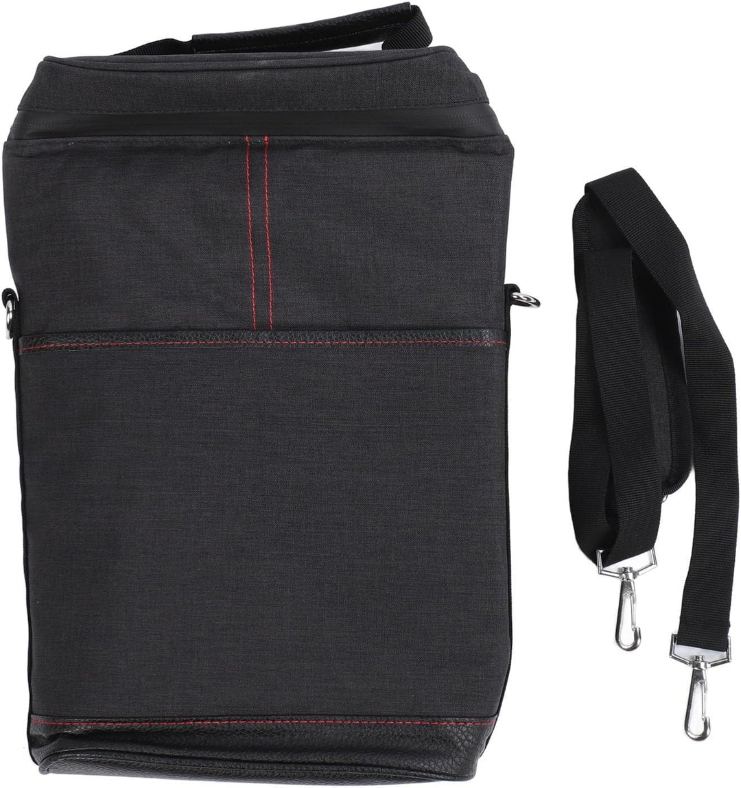 Dual bottle cooler bag in stylish black, keeps wine chilled for outdoor events. Great picnic accessory.
