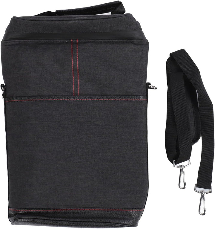 Dual bottle cooler bag in stylish black, keeps wine chilled for outdoor events. Great picnic accessory.