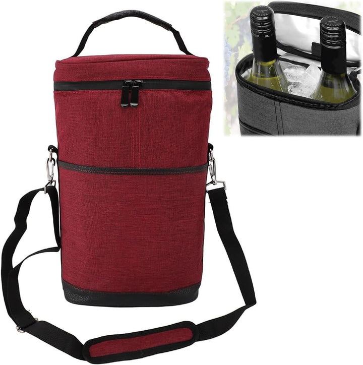 Stylish leakproof wine bottle cooler for two, essential travel accessory for wine lovers.