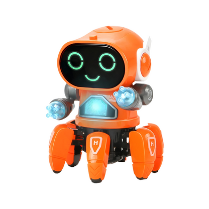 Unisex robot toy that dances, plays music, and lights up, making it an ideal childrens gift.