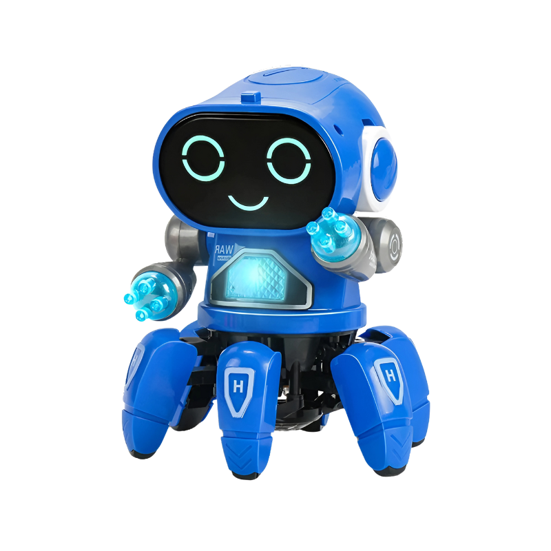 Dancing robot children's toy with interactive features, lights, and music for endless fun.