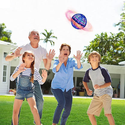 Flying orb mini drone hovering in the air, demonstrating its interactive capabilities as a fun toy for kids