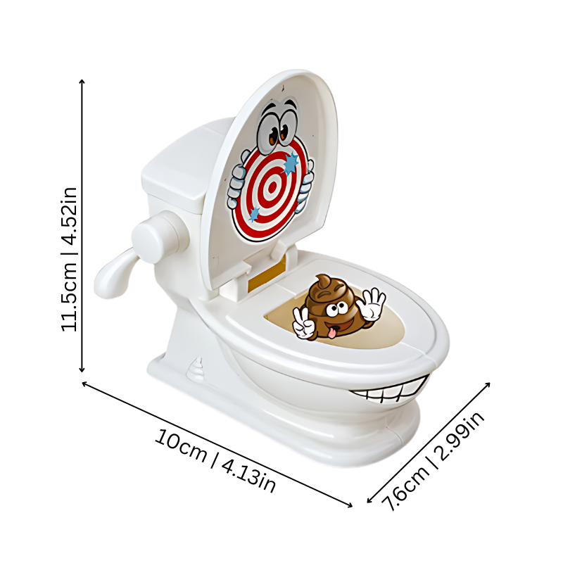 Novelty toilet game with target practice, a fun coordination toy and interactive family gift