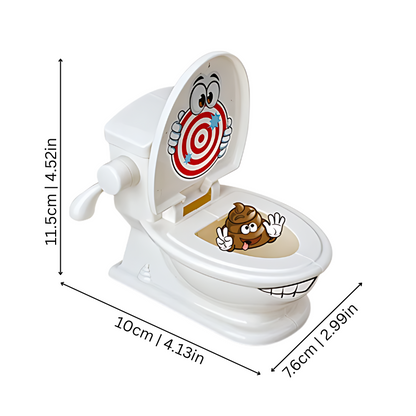Novelty toilet game with target practice, a fun coordination toy and interactive family gift