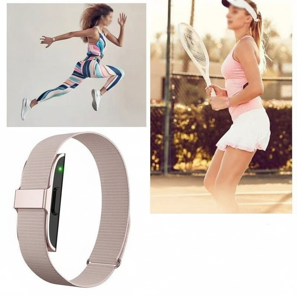 Waterproof IP68 fitness tracker, ideal for sports & exercise, with health & activity tracking.