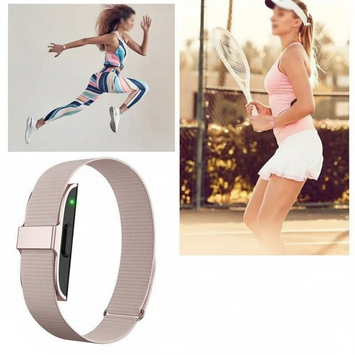 Waterproof IP68 fitness tracker, ideal for sports & exercise, with health & activity tracking.