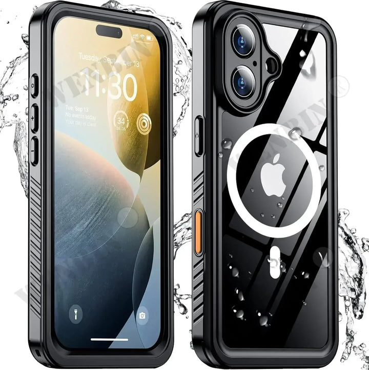 Durable full-body waterproof cell phone cover with magnetic fit, ensuring ultimate protection for any smartphone.