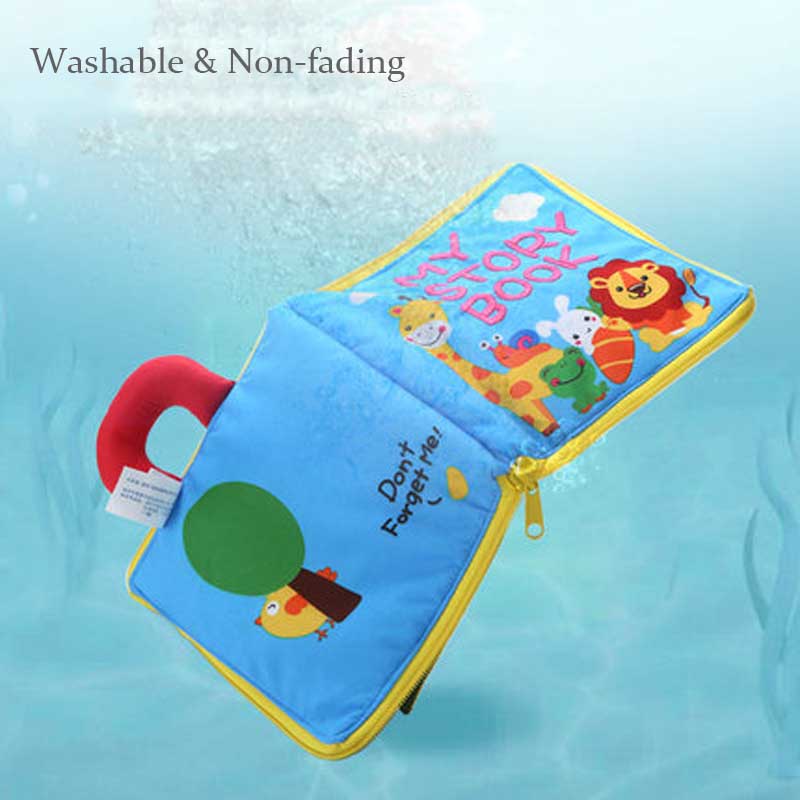 Unisex children's cloth book with bright colors and engaging 3D activities for early education