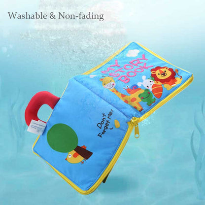 Unisex children's cloth book with bright colors and engaging 3D activities for early education