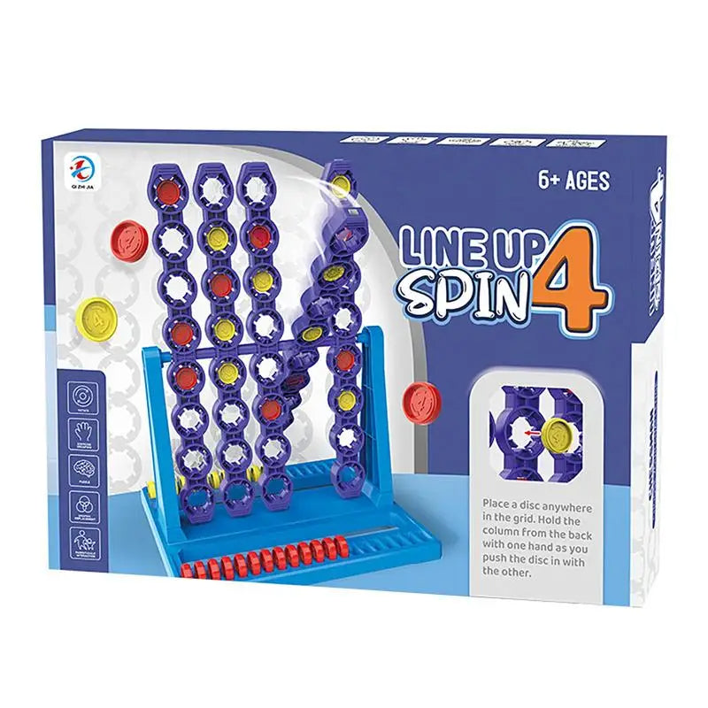 Kids and adults playing a fun spinning strategy board game, indoor educational toy