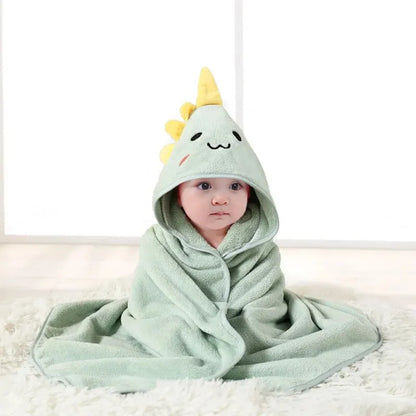 Unisex kids hooded bath towel with dinosaur design
