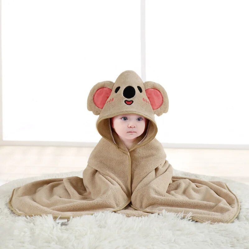 Children's hooded bath towel with lion design