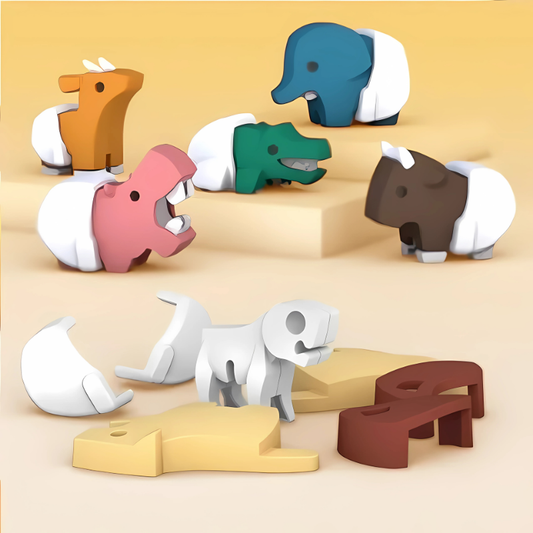 Unisex kids animal snap puzzle toy, lion 3D educational toy, developmental toy