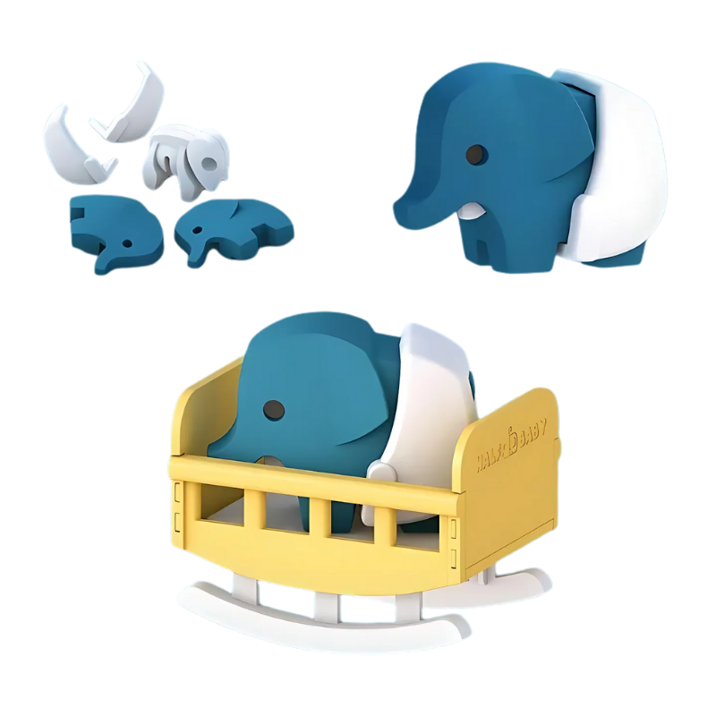 Unisex cow animal snap puzzle toy, 3D educational for kids, developmental play