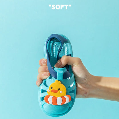 Kids outdoor lightweight sandals in bright yellow, perfect for baby and toddler summer play shoes