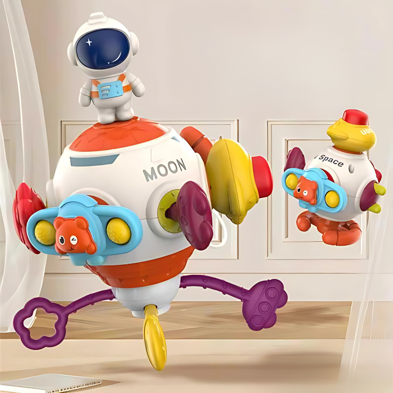 Unisex kids' astronaut pull-string developmental toy, space themed for motor skills, educational playtime