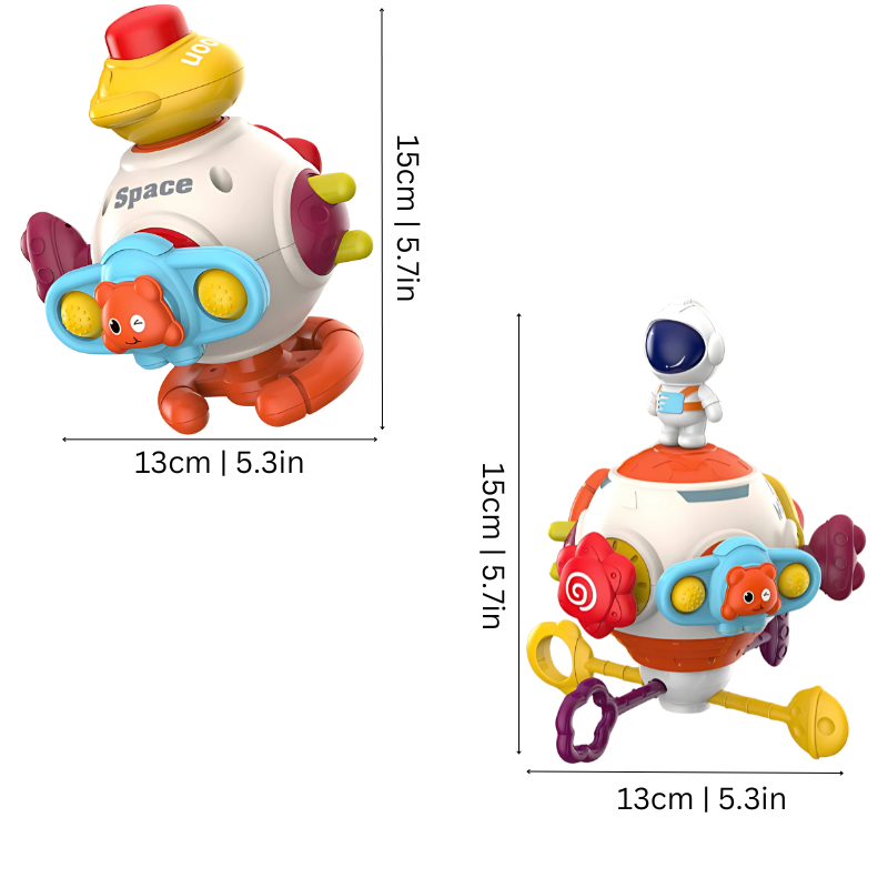 Toddler toy astronaut with pull-string for interactive play, enhancing sensory and motor skills development