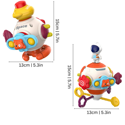 Toddler toy astronaut with pull-string for interactive play, enhancing sensory and motor skills development