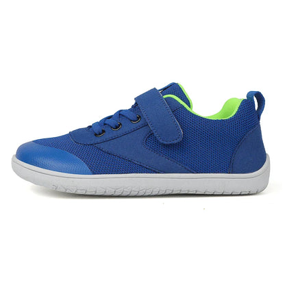 Unisex kids' barefoot sneakers with non-slip sole, blue and lightweight for outdoor adventures.