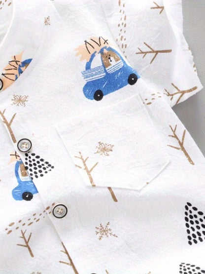 Baby clothing: Unisex bear print casual top and shorts outfit for everyday wear