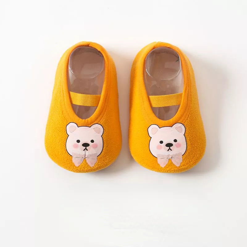 Kids non-slip elephant cartoon sneakers in grey, soft knitted fabric, unisex baby shoes