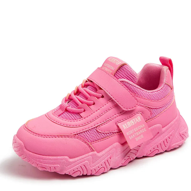 Side view of kids' athletic mesh shoes, showcasing the flexible design for active summer play