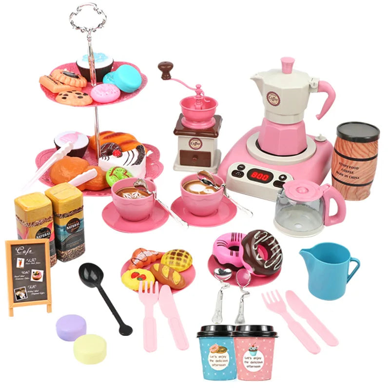 Kids cafe pretend play toy, educational role-play set with bakery accessories for children