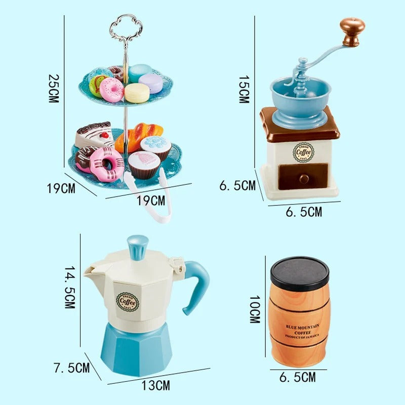Full view of the unisex kids cafe & bakery pretend play set, ideal children's gift, role play