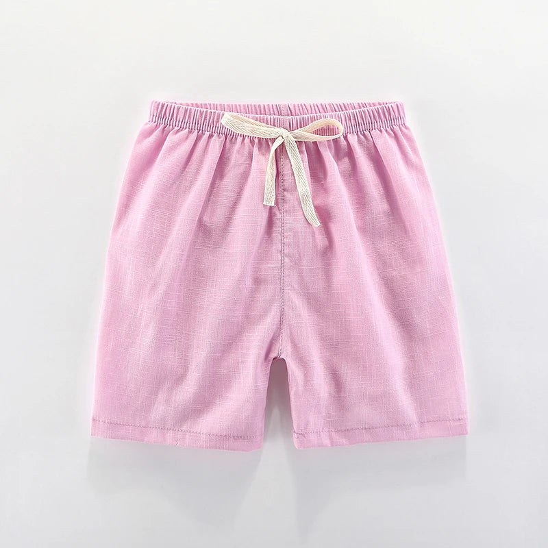 Playful unisex kids candy color high-waisted summer shorts, ideal for active toddlers