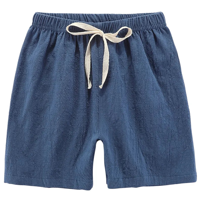 Children's apparel: unisex light blue candy color high-waisted summer shorts for play