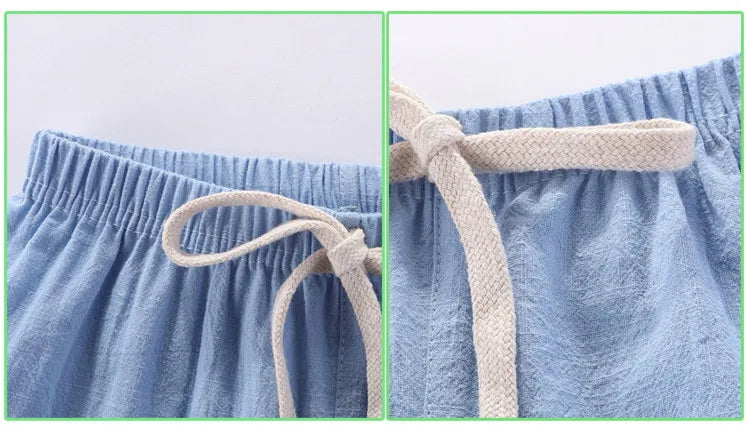 High-waisted unisex kids grass green summer shorts, comfy elastic band, toddler fashion