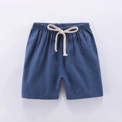 Toddler high-waisted candy red unisex shorts, elastic waistband, perfect for summer play